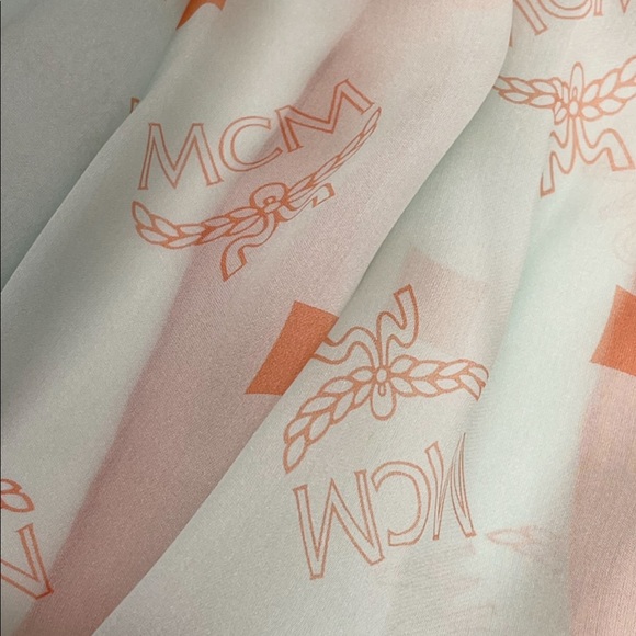 MCM Silk Logo Moonlight Jade Summer Scarf Summer Shawl - Picture 10 of 14